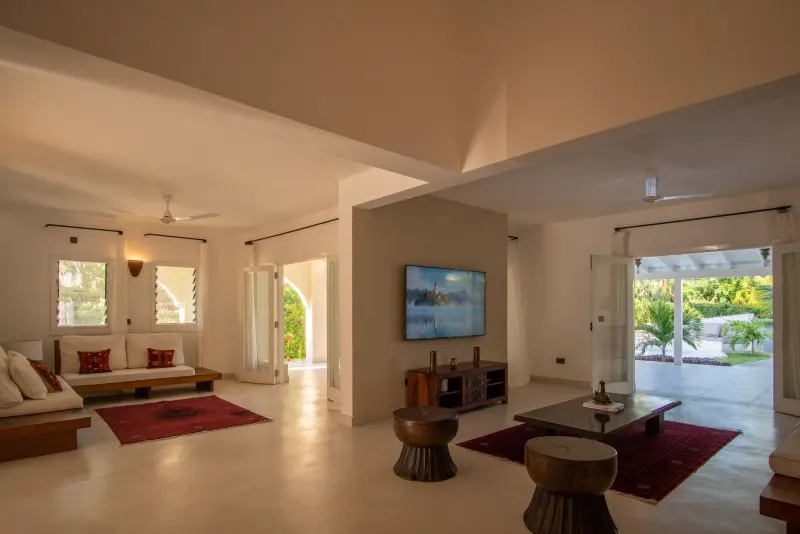 The open-plan living and dining room