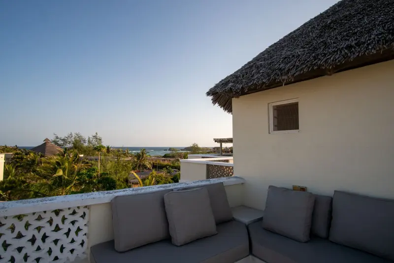 The rooftop terrace with sea views