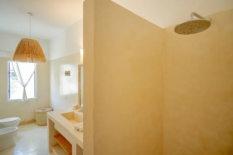 The walk-in shower